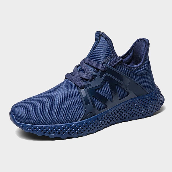 

Men Lace Up Decor Low Top Sneakers, Blue