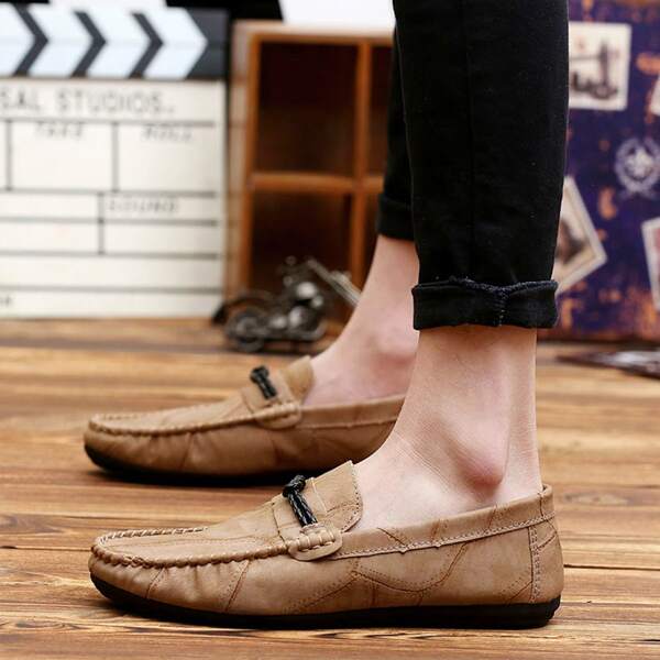 

Men Stitch Detail Loafers, Khaki