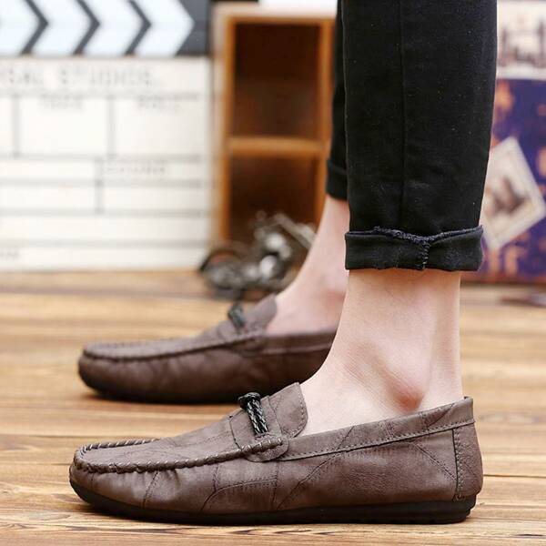 

Men Stitch Detail Loafers, Brown
