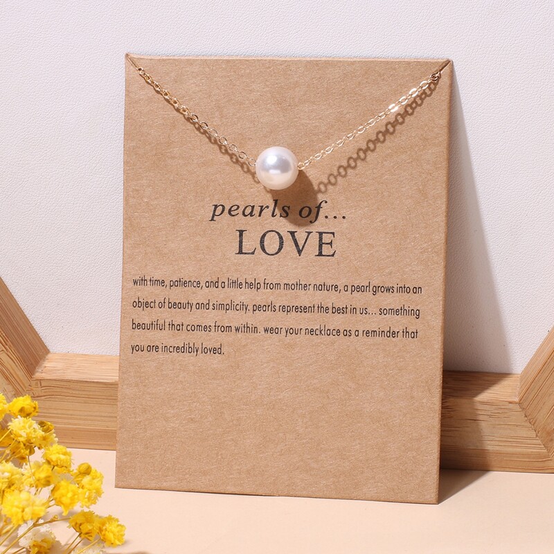 

Faux Pearl Charm Necklace, Gold