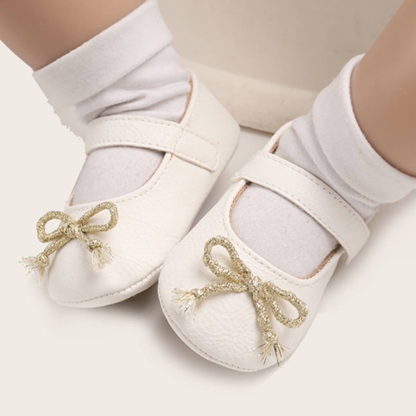 

Baby Girl Bow Decor Flats, White