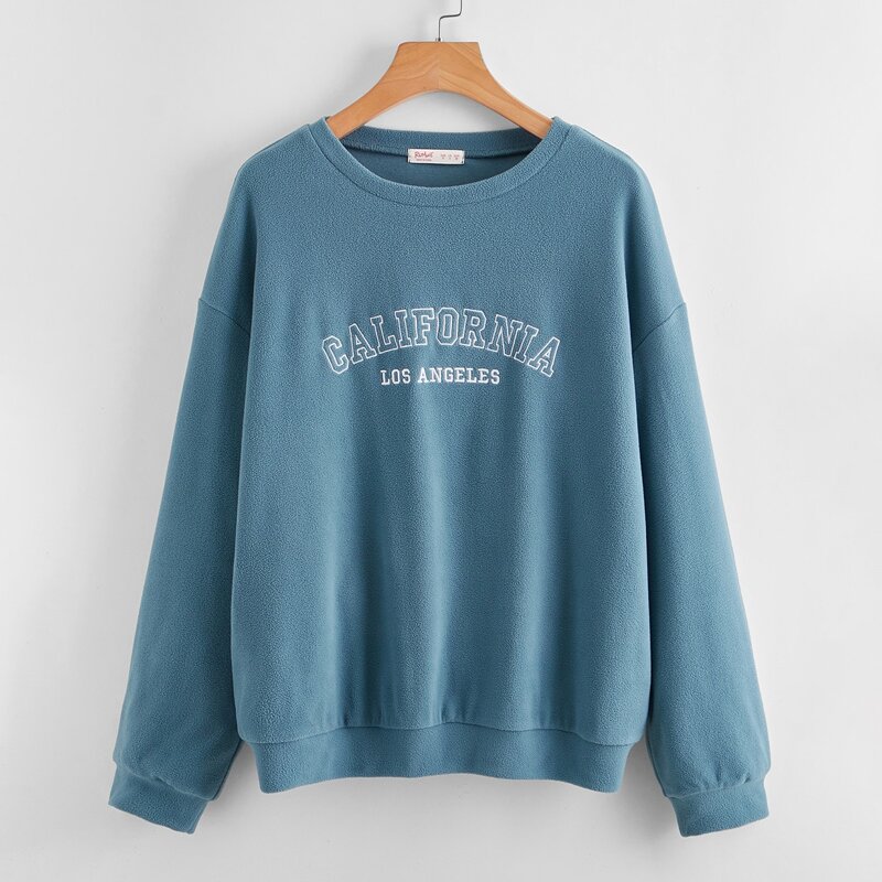 

Letter Graphic Oversized Sweatshirt, Dusty blue
