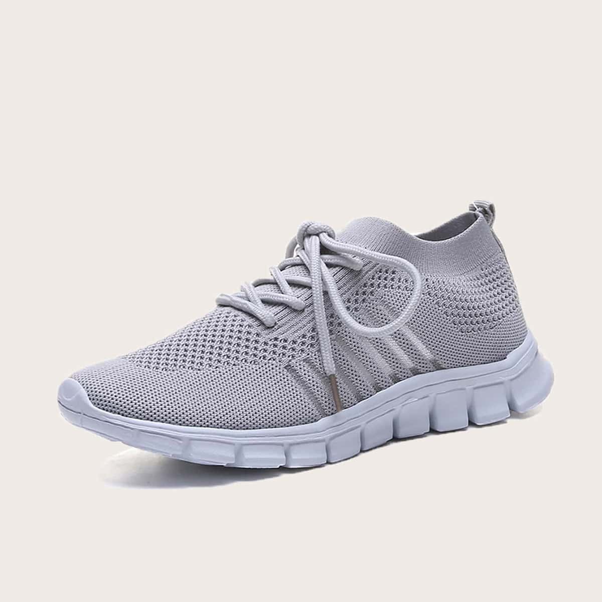 

Lace-up Front Knit Sneakers, Grey