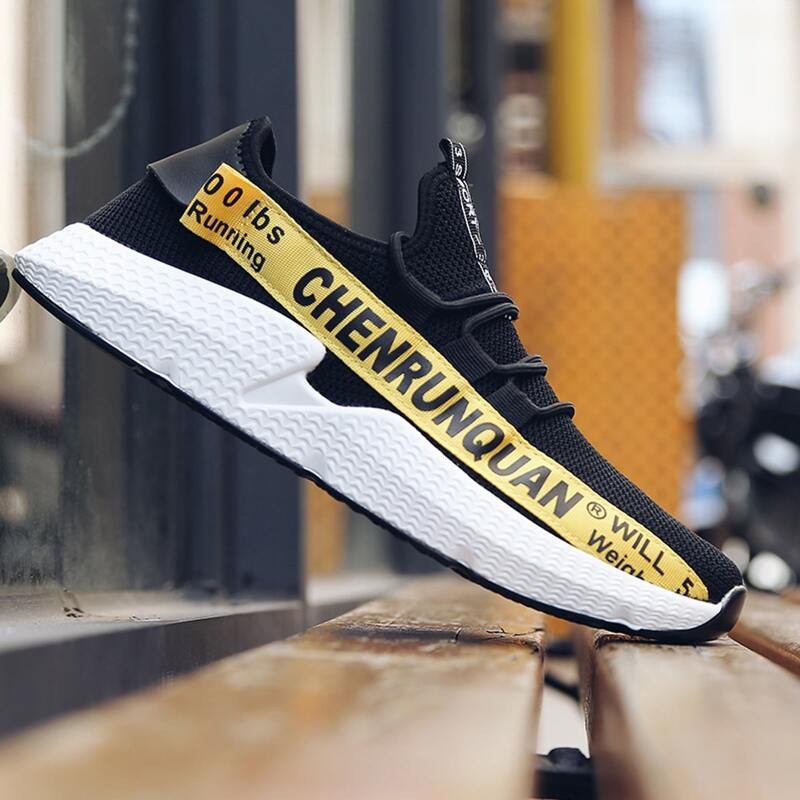 

Guys Letter Tape Lace-up Sneakers, Black