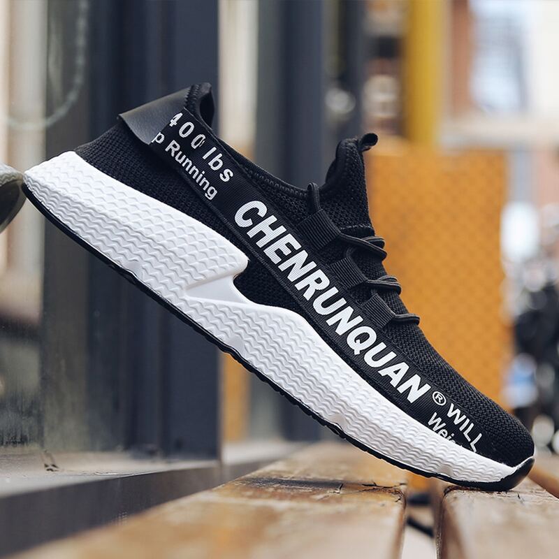 

Guys Letter Tape Lace-up Sneakers, Black