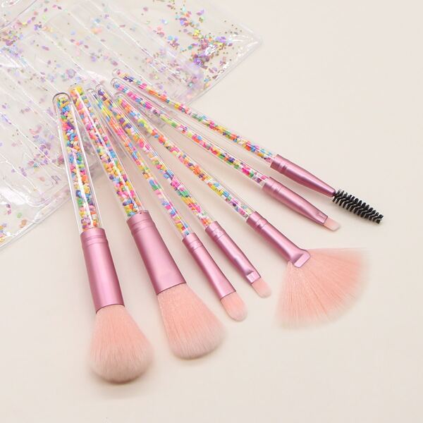 

7pcs Makeup Brush Set With Bag, Multicolor