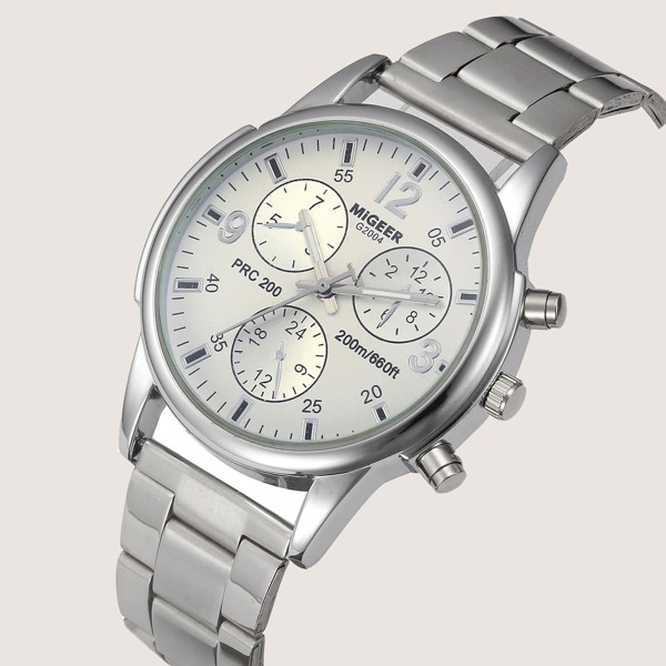 

1pc Men Round Pointer Quartz Watch