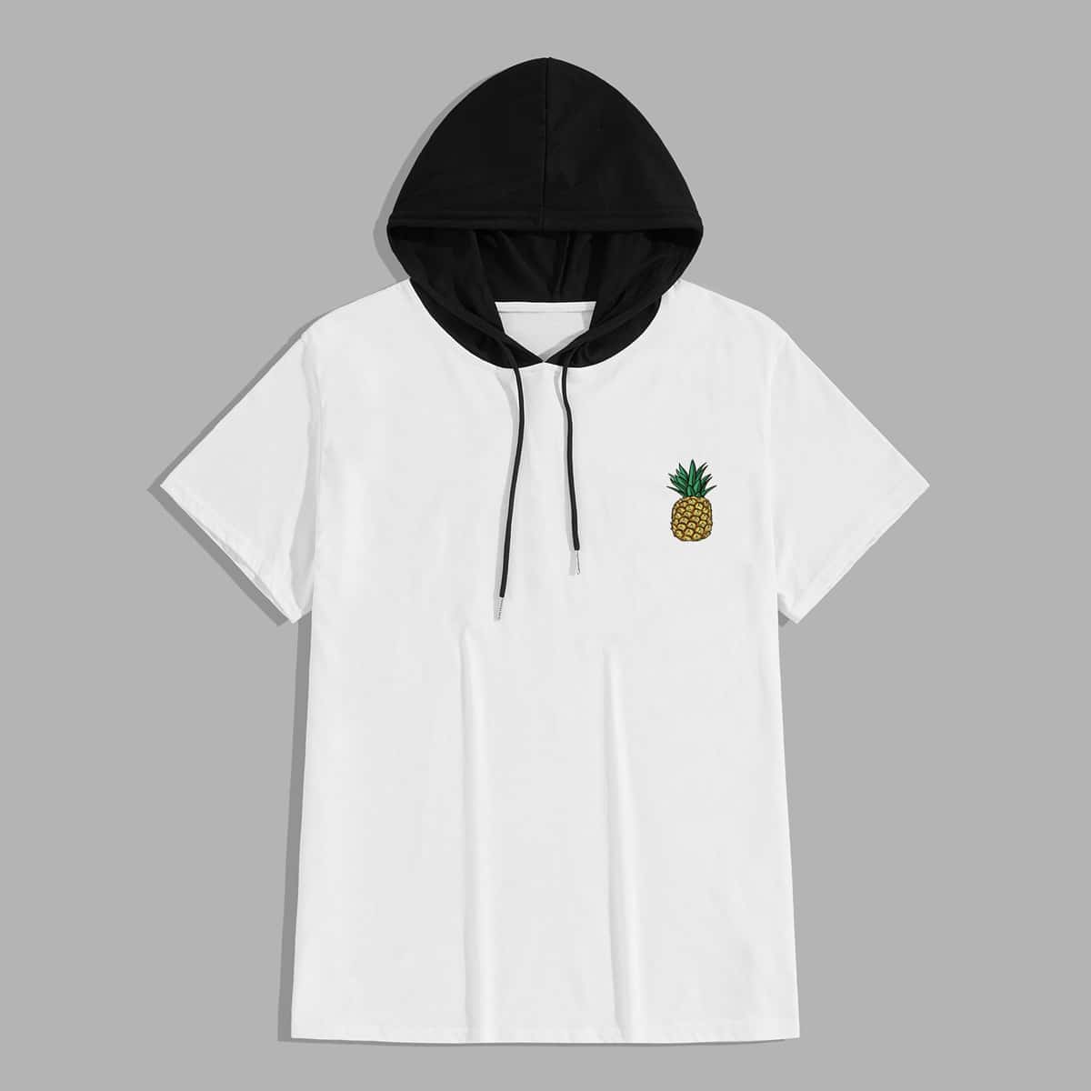 

Guys Pineapple Graphic Hooded Tee, White