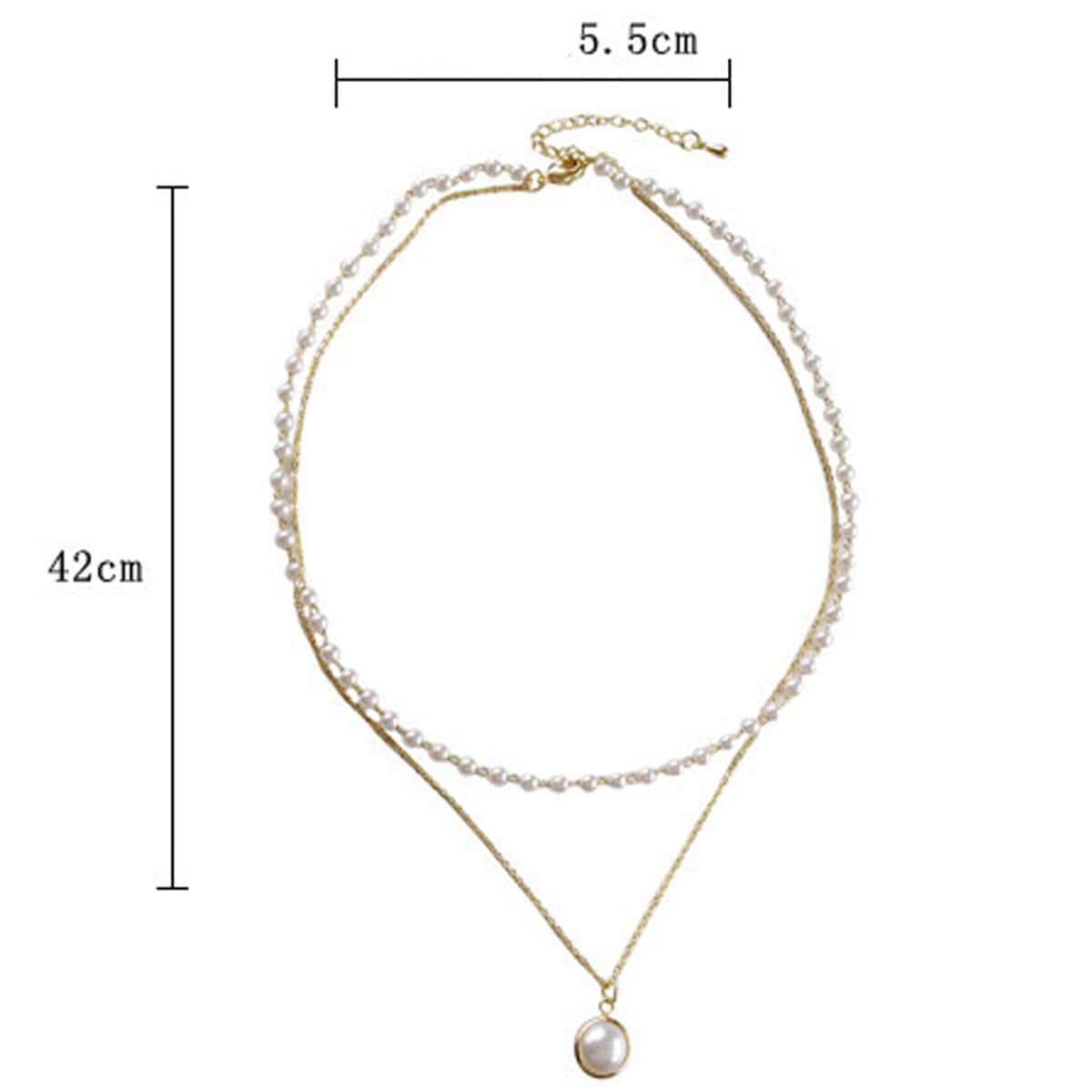 

Faux Pearl Beaded Layered Necklace, White