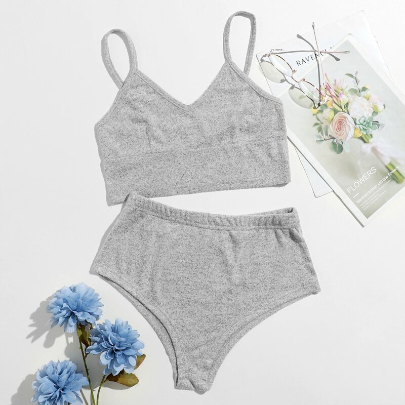 

Solid Cami Lounge Set, Light grey