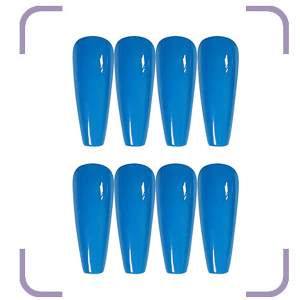 

24pcs Solid Fake Nail & 1sheet Tape, Blue