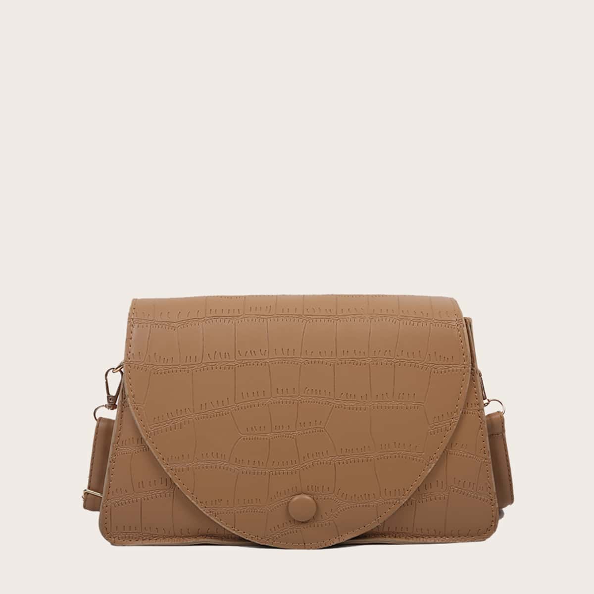 

Croc Embossed Flap Crossbody Bag, Khaki