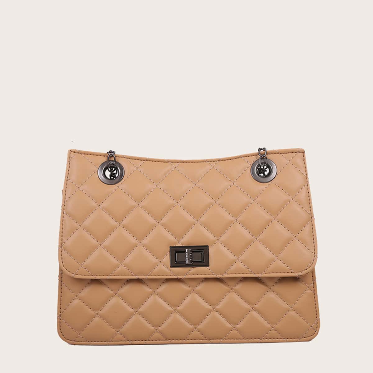 

Quilted Chain Shoulder Bag, Khaki