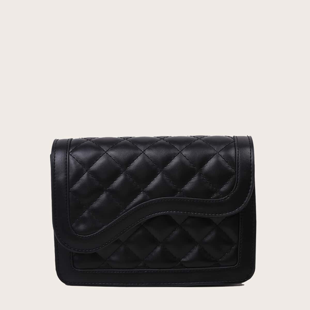 

Quilted Chain Crossbody Bag, Black