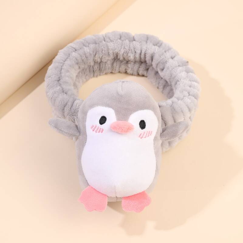 

1pc Cartoon Penguin Bath Headband, Grey