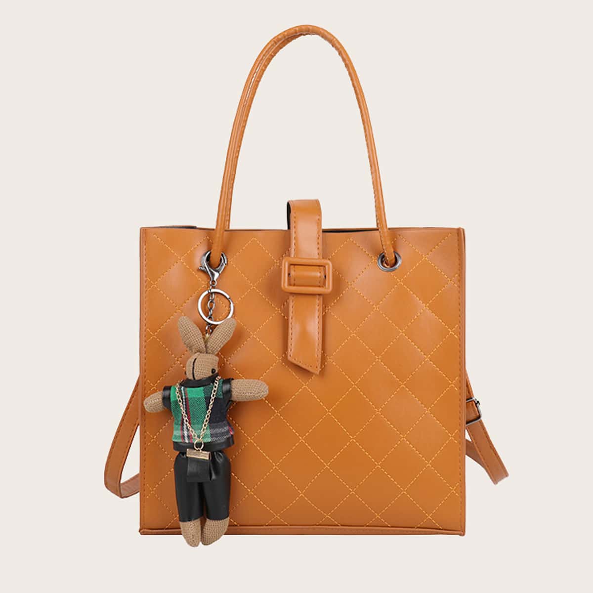 

Stitch Quilted Top Buckle Bag, Brown