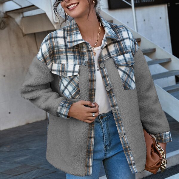 

Teddy Tartan Drop Shoulder Coat, Multicolor