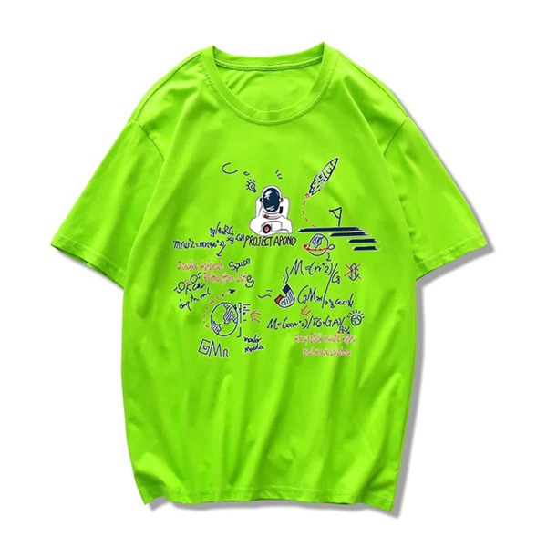 

Men Neon Green Letter & Cartoon Graphic Tee, Neon lime green