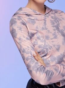 SHEIN Unity 紮染繫帶露背短版連帽衫 - 彩色 - 查看 3
