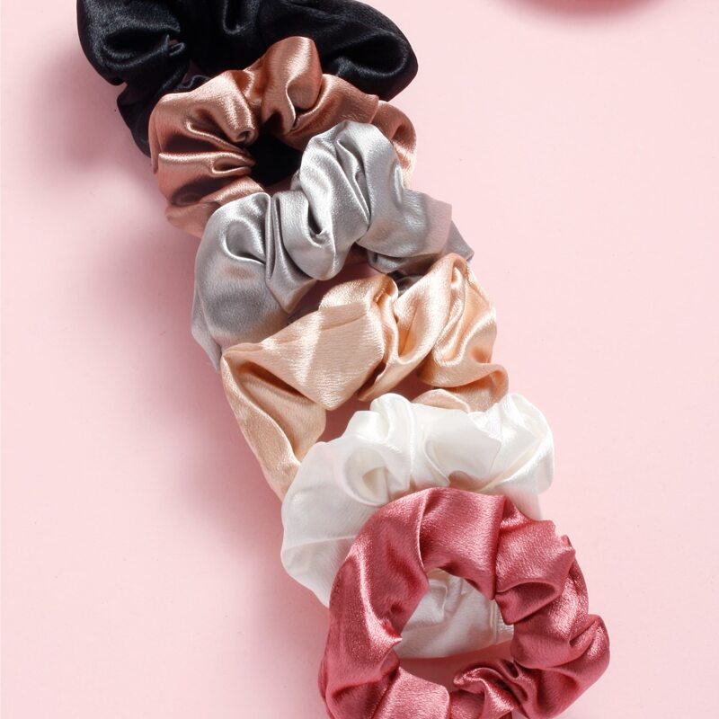 

6pcs Simple Satin Scrunchie, Multicolor