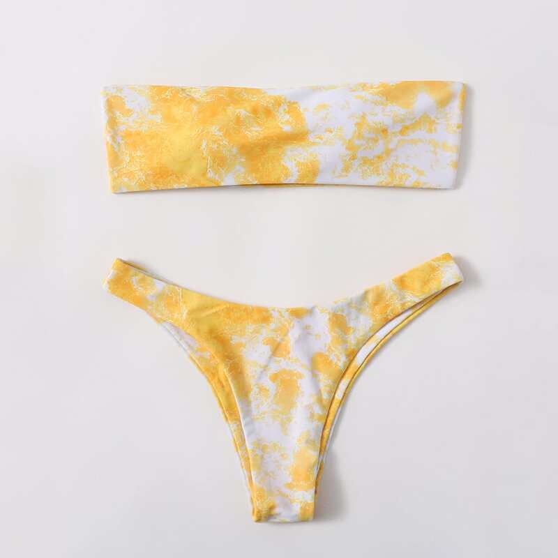 

Tie Dye Bandeau Bikini Swimsuit, Multicolor