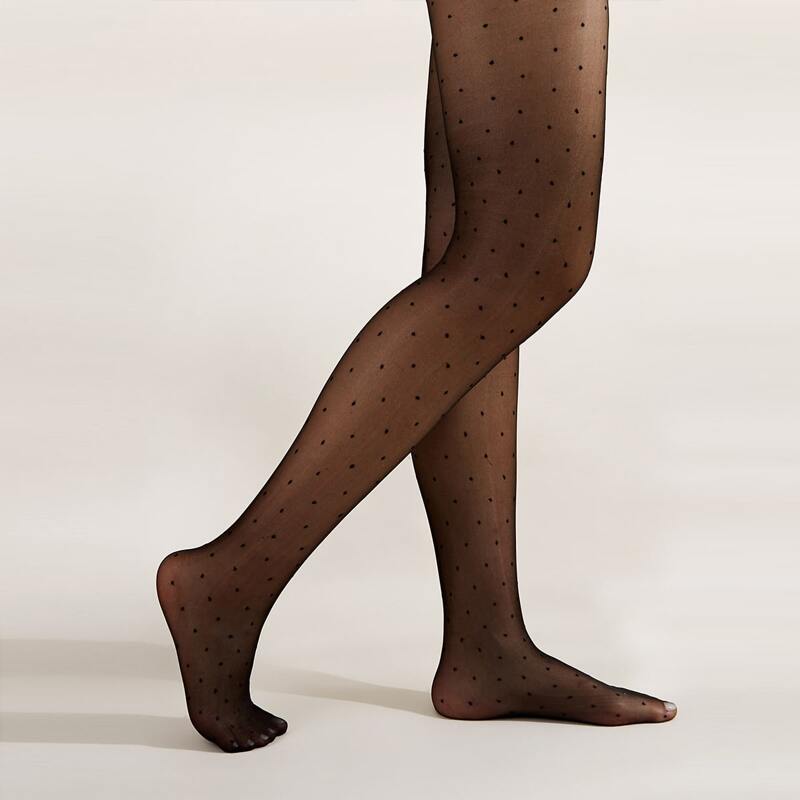 

2pairs Polka Dot Tights, Black