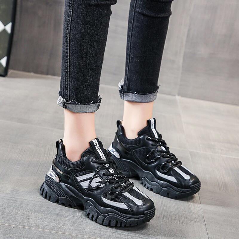 

Lace-up Mesh Chunky Sneakers, Black