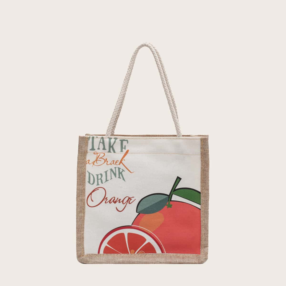 

Orange Print Linen Shopper Bag