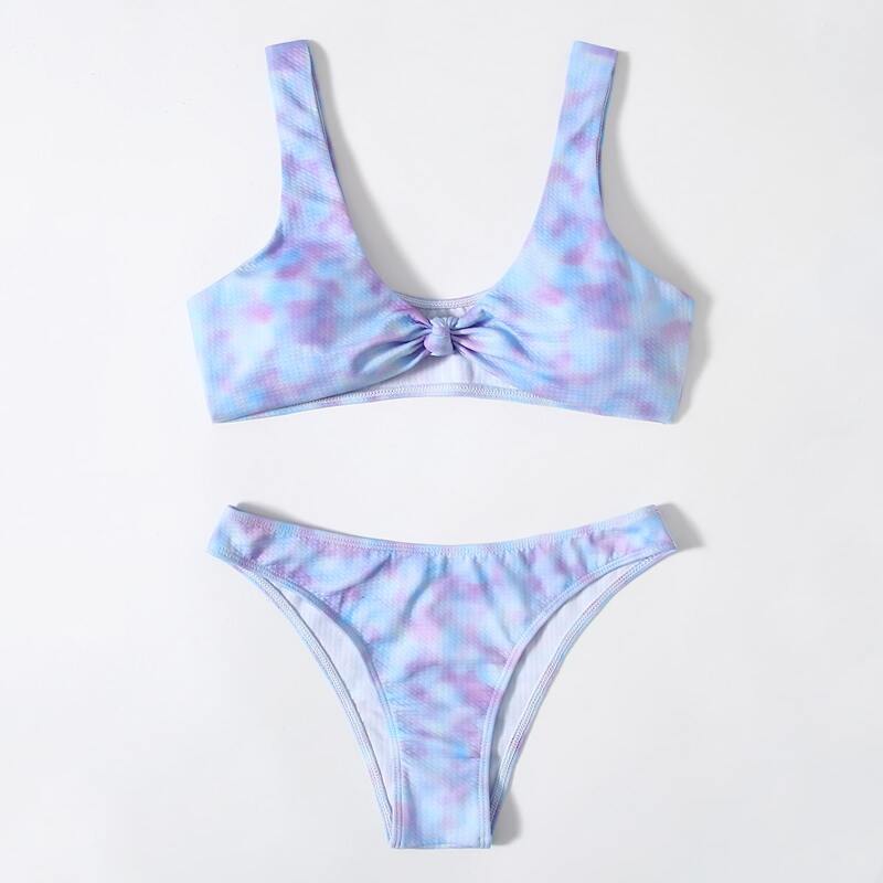 

Tie Dye Knot Decor Bikini Swimsuit, Multicolor