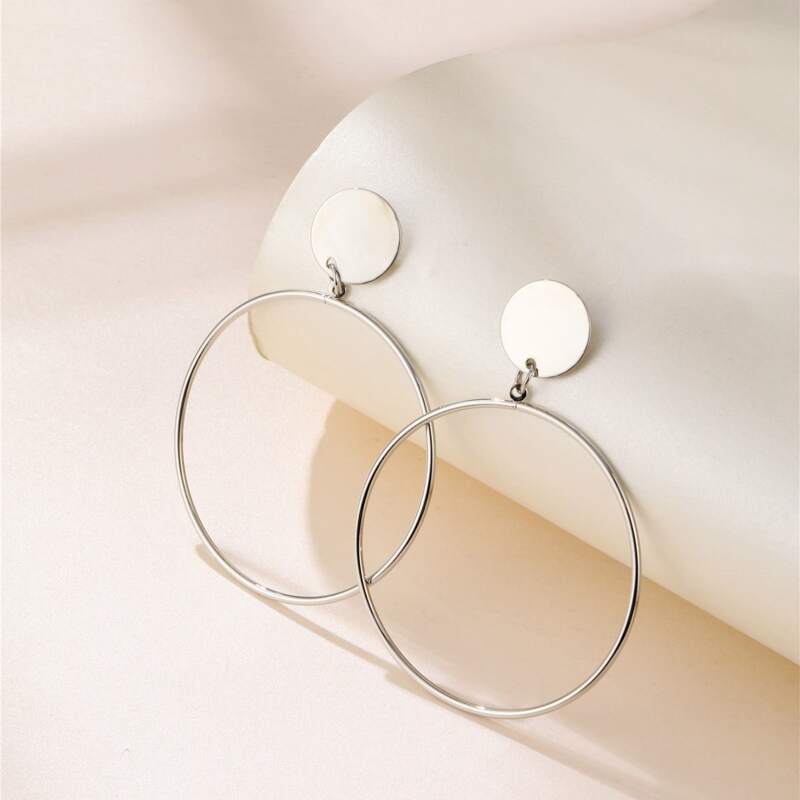 

Coin & Ring Drop Earrings, Silver