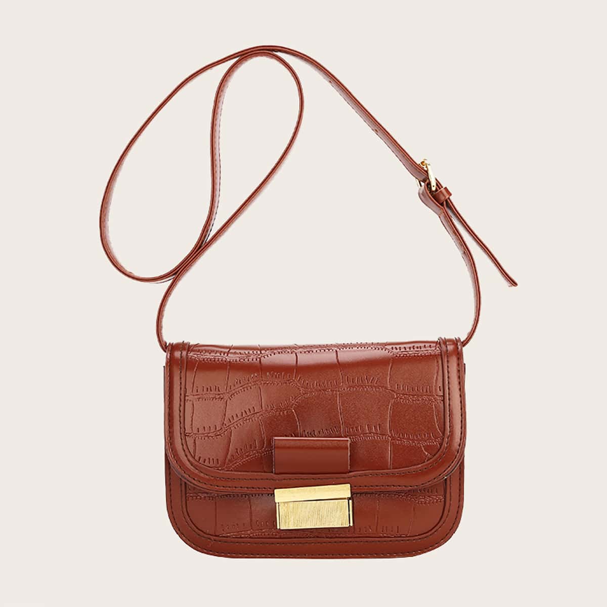

Croc Embossed Flap Crossbody Bag, Brown