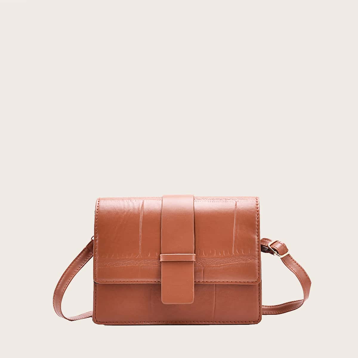 

Croc Embossed Flap Crossbody Bag, Brown
