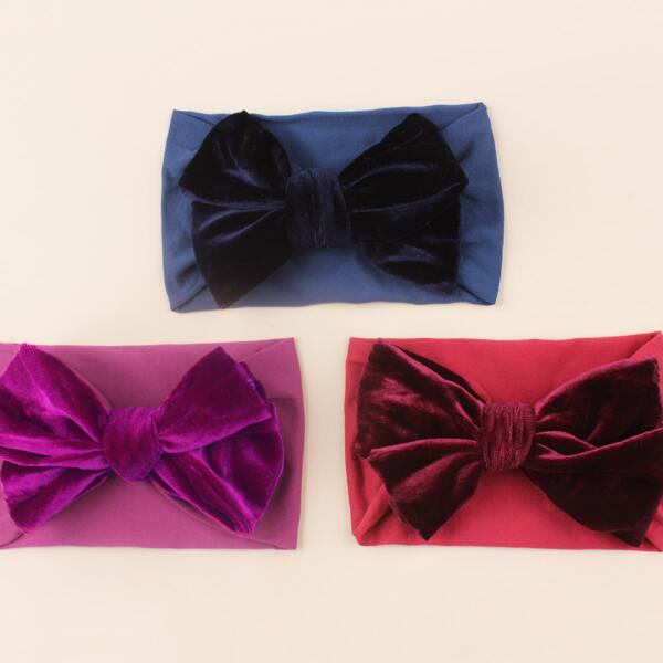 

3pcs Baby Bow Decor Headband, Multicolor