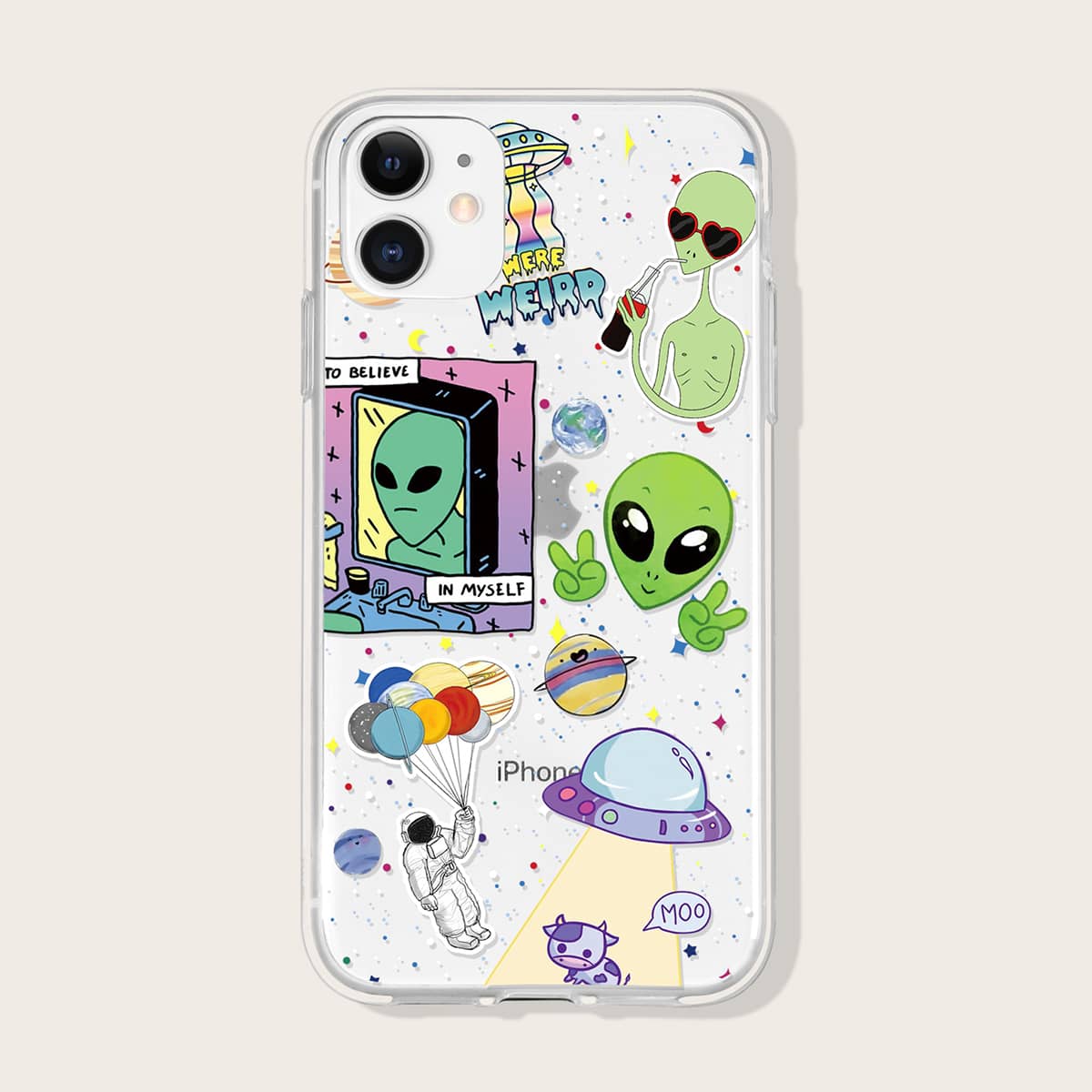 

Cartoon Alien iPhone Case, Clear
