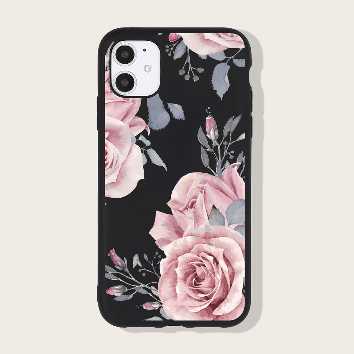 

Rose Pattern iPhone Case, Black