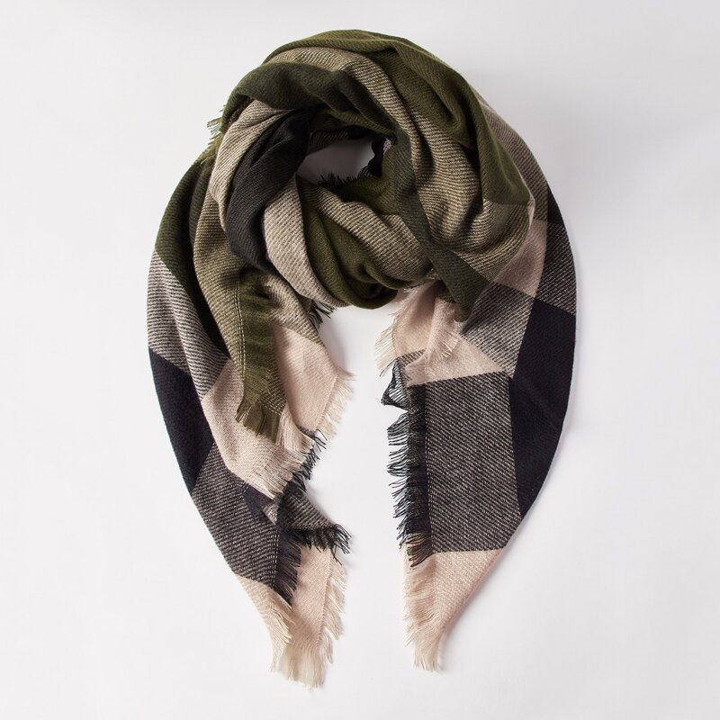 

Plaid Pattern Scarf, Army green