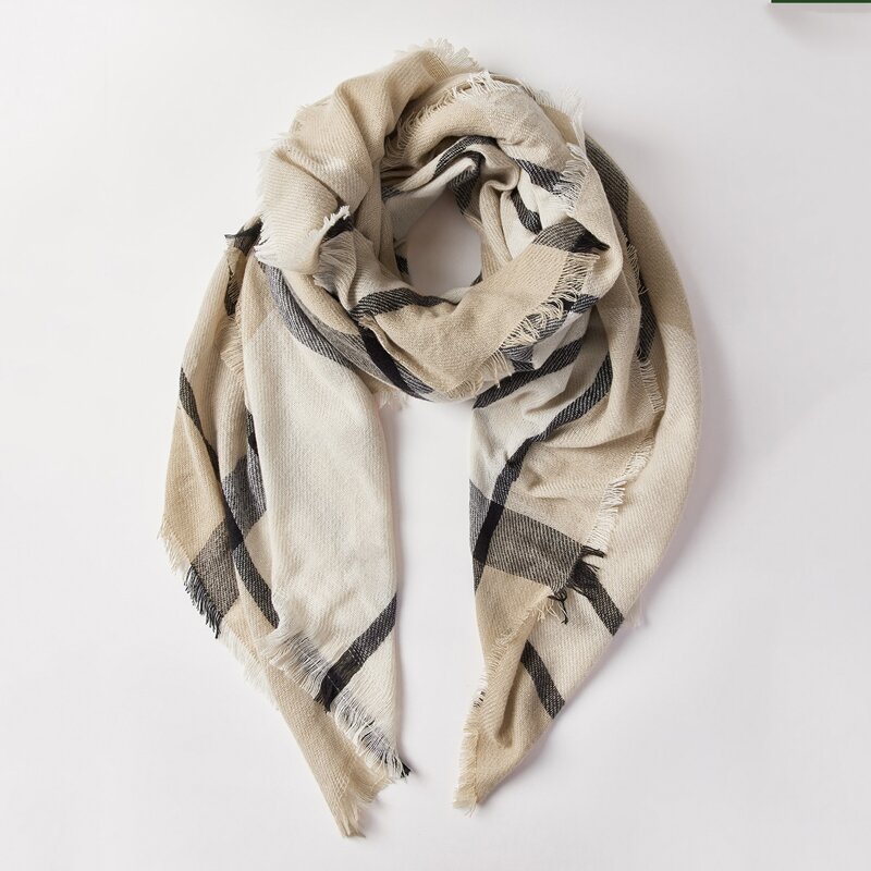

Plaid Pattern Scarf, Khaki