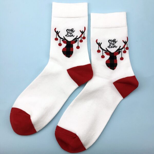

Christmas Print Crew Socks, White