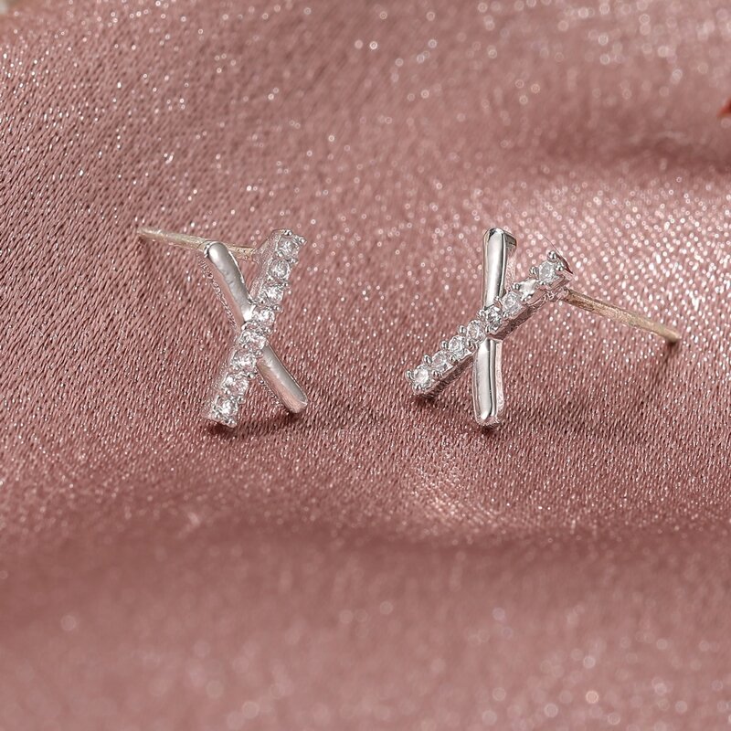 

Rhinestone Letter Stud Earrings, Silver