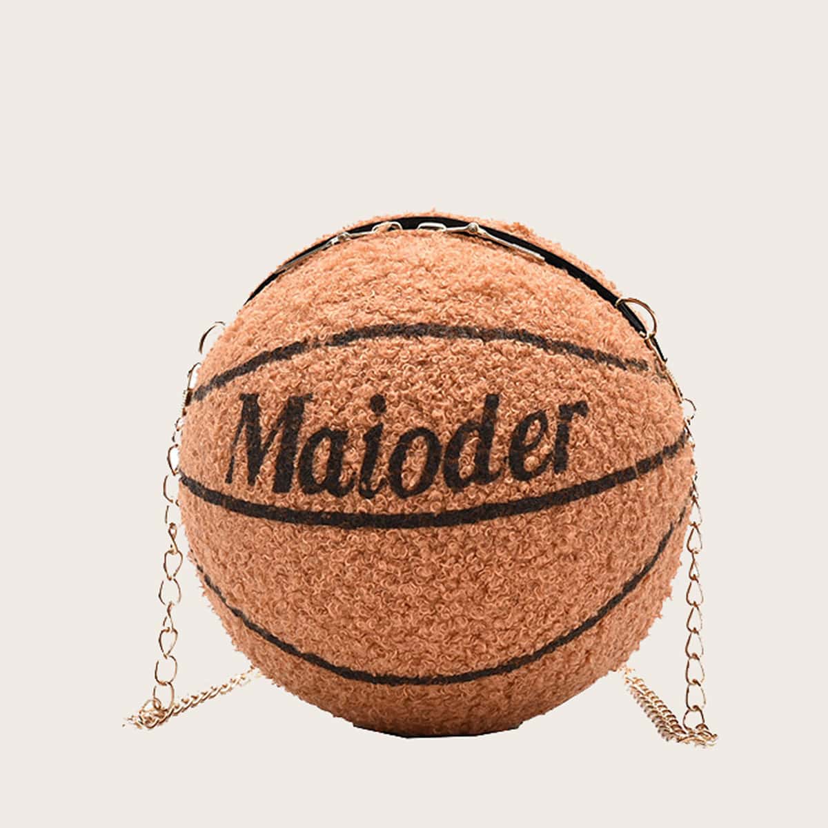 

Basketball Shaped Chain Crossbody Bag, Brown