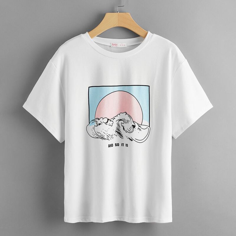 

Letter Sun & Wave Graphic Tee, White