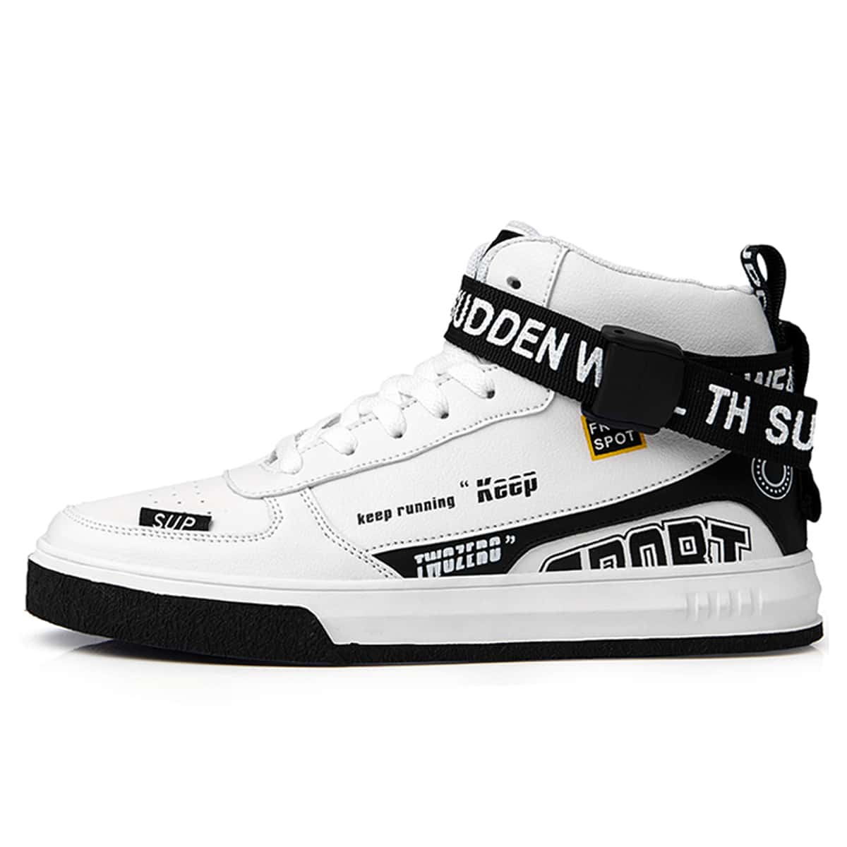 

Guys Letter Tape Lace-up High Top Sneakers, White
