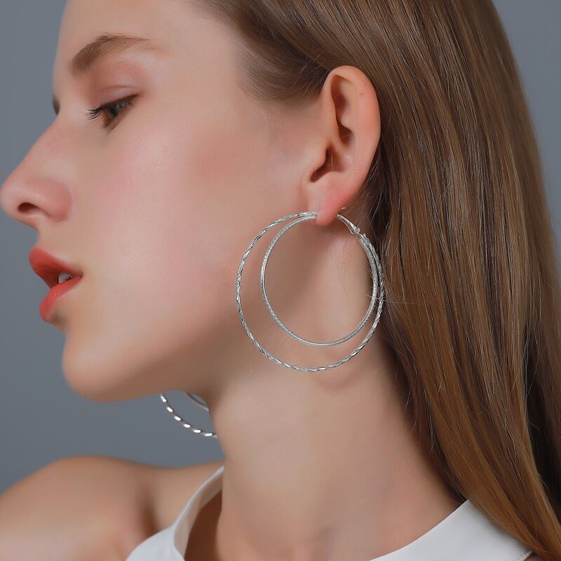 

Layered Hoop Earrings, Silver