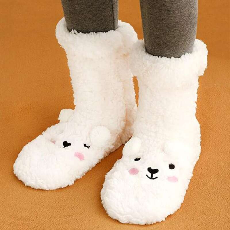 

Cartoon Fuzzy Socks, White