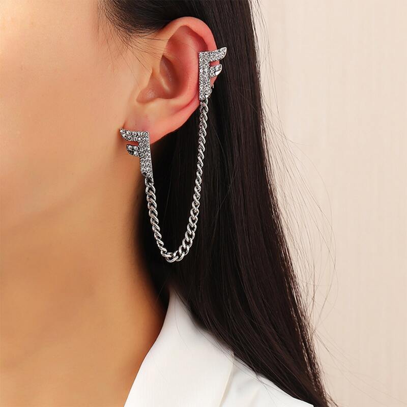 

1pc Rhinestone Letter Ear Cuff, Silver