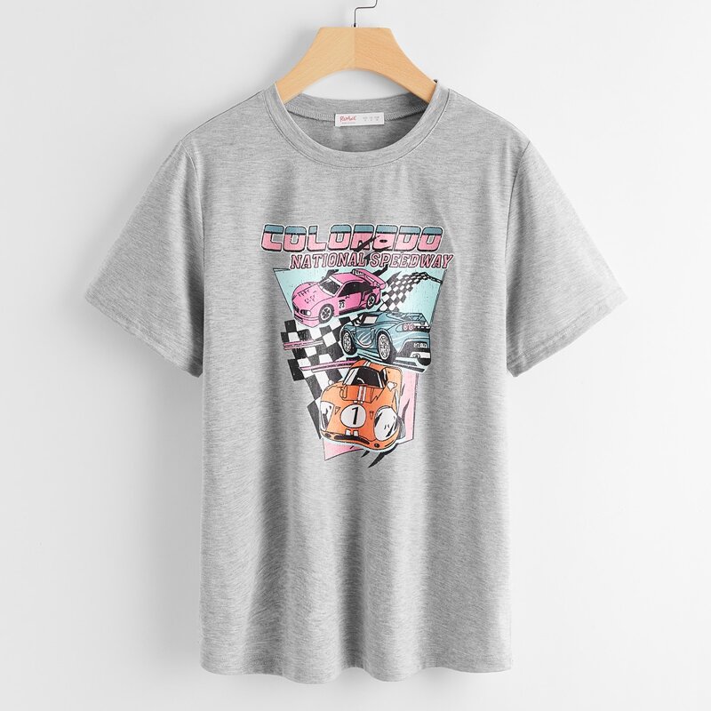 

Letter Car Graphic Tee, Grey