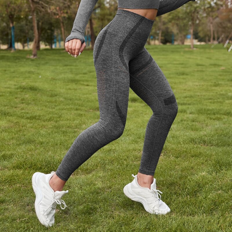 

Hollow Out Wide Band Waist Sports Leggings, Dark grey
