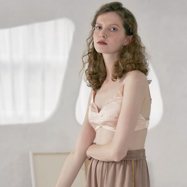 

100% MULBERRY SILK BRA TOP, Baby pink