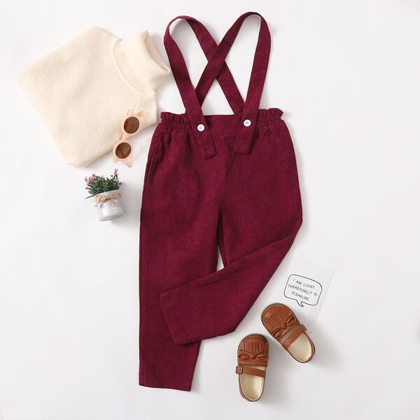 

Toddler Girls Corduroy Criss Cross Overall Jumpsuit, Burgundy