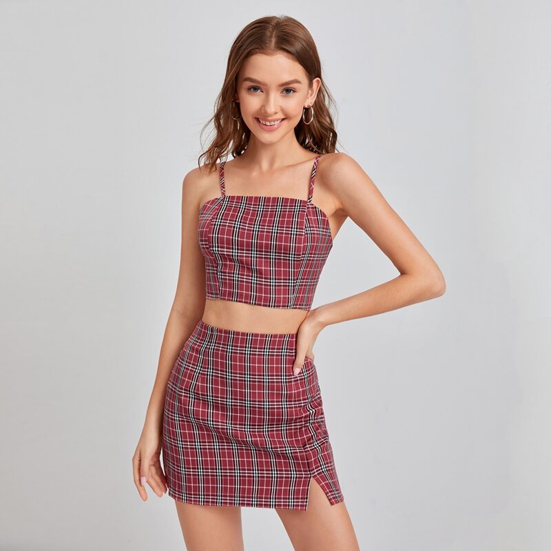 

Plaid Cami & Skirt, Multicolor